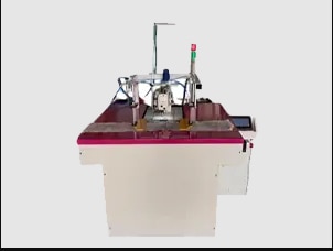 Mop Pattern Stitching Machine in Coimbatore, Tamilnadu, South India.Mops composed of cotton, non-woven or synthetic material are assembled with this machine. This is a simple machine for producing mops of various sizes and forms. This Machine can build mops with plastic or metal sockets and staples from cotton yarns, spun-lace, and non-woven material spools. The mop is moved towards the cutting and unloading area once it has been built. This is a manually loaded, and the machine operator manually feeds the machine with sockets and staples (one each cycle) before starting the assembly cycle. It can mop twice as many floors per hour.