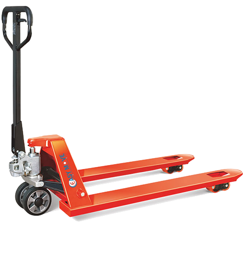 Hand Pallet Truck (5 Ton) Manufacturer & Suppliers in Ahmedabad, Gujarat, India | Stacker's & Mover's Co. Ltd.The Pallet Truck (3 Ton) - EM 103 from Stacker’s & Mover's Co. Ltd. offers exceptional performance and durability for industrial and warehouse material handling tasks.Key Features:Model: EM 103Load Capacity: 2000kg – 3000kgSize Options: 1150mm x 550mm / 1220mm x 685mmSmooth Rollers: Polyurethane/UHMW-PE tandem rollers for quiet operationDurable Design: Strong “C” section fork and reinforced chassisEasy Control: 3-position lever (up, neutral, down)Low Maintenance: No greasing requiredCustom Options:Manual, battery-operated, or with weight scaleCustomizable fork sizes, wheels, and capacityPerfect For: Warehouses, factories, and industrial use.Contact us today for more details or to place an order.