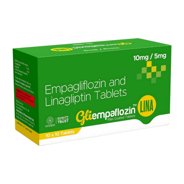 GLIEMPAFLOZIN LINA is an advanced oral antidiabetic medication that combines Empagliflozin (10 mg) and Linagliptin (5 mg) to effectively manage Type 2 Diabetes Mellitus (T2DM). This combination helps regulate blood sugar levels while offering cardiovascular and renal benefits. It is a dual-action therapy that enhances insulin secretion and promotes glucose excretion, making it an excellent choice for diabetes control. Key Benefits: Effective Blood Sugar Control: Helps lower and maintain optimal blood glucose levels in patients with Type 2 Diabetes.Dual Mechanism Action: Targets different pathways to improve insulin response and reduce glucose reabsorption.Weight Management Support: May aid in weight loss by eliminating excess glucose from the body.Heart and Kidney Protection: Reduces cardiovascular risks and provides potential renal protection for diabetic patients.Convenient Dosing: Single-tablet formulation for ease of administration and better patient adherence. How Does It Work? GLIEMPAFLOZIN LINA works through a dual mechanism:Empagliflozin blocks the SGLT2 transporter in the kidneys, preventing glucose reabsorption and increasing its elimination through urine. This helps lower blood sugar levels and reduces the risk of cardiovascular complications.Linagliptin inhibits DPP-4 enzyme activity, thereby increasing incretin hormone levels. This leads to increased insulin secretion and decreased glucagon production, ensuring better glucose metabolism. Directions for Use: Take one tablet daily or as prescribed by your healthcare provider.Can be taken with or without food.Maintain a healthy diet and regular exercise routine for optimal results.Do not crush, chew, or break the tablet; swallow it whole with water. Side Effects: While GLIEMPAFLOZIN LINA is well-tolerated, some individuals may experience:Frequent urination due to increased glucose excretion.Mild dehydration or increased thirst.Hypoglycemia (low blood sugar), especially when combined with insulin or sulfonylureas.Urinary tract infections (UTIs) or genital yeast infections.Allergic reactions, such as rash or itching (rare).Digestive discomfort, including nausea or diarrhea.
