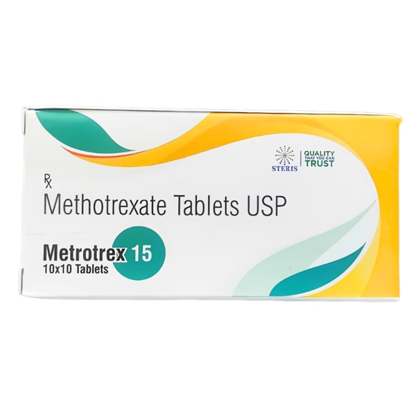 METROTREX 15 contains Methotrexate 15mg, a potent medication used in the treatment of autoimmune diseases and certain types of cancer. As an antifolate drug, it inhibits cell division, making it effective for managing conditions like rheumatoid arthritis, psoriasis, and leukemia. Key Benefits of METROTREX 15: METROTREX 15 provides several therapeutic benefits, including:Treatment of Rheumatoid Arthritis: Helps reduce joint inflammation and pain by suppressing immune responses.Management of Psoriasis: Slows down excessive skin cell production, alleviating symptoms of psoriasis.Cancer Therapy: Used in chemotherapy for conditions like leukemia, breast cancer, and lymphoma by inhibiting cancer cell growth.Treatment of Crohn’s Disease: Helps in managing severe cases of inflammatory bowel disease. How Does METROTREX 15 Work? Methotrexate 15mg works by inhibiting dihydrofolate reductase (DHFR), an enzyme essential for DNA synthesis and cell division. By blocking this enzyme, METROTREX 15 prevents the rapid multiplication of abnormal cells, making it effective in autoimmune diseases and cancer treatment. Directions for Use of METROTREX 15: To ensure the safe and effective use of METROTREX 15, follow these guidelines:Take METROTREX 15 exactly as prescribed by your doctor.It is usually taken once a week for autoimmune conditions and as per the oncologist’s recommendation for cancer therapy.Swallow the tablet whole with water, preferably after meals to reduce stomach irritation.Regular monitoring of blood tests is necessary to assess the drug’s effects. Side Effects of METROTREX 15: While METROTREX 15 is effective, it may cause some side effects, including:Common Side Effects:Nausea and vomitingFatigueMouth ulcersHair lossDizzinessSerious Side Effects:Liver toxicityKidney dysfunctionSuppressed bone marrow function leading to low blood cell countsIncreased risk of infectionsLung inflammationSeek immediate medical attention if you experience severe side effects.