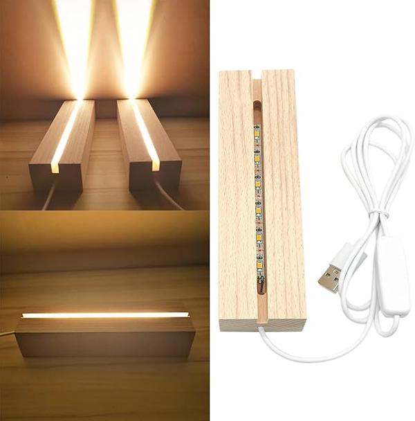 Beech Wood Light Bases USB Powered LED Night Lights Table Lamp Base Holder Desk Light for Bedroom Living Room Decoration night light base for stained glass led for acrylic replacement for crafts warm.A lighting base, it will make the crystal more beautiful at night.Perfect lighting effects to accent your cocktail glass, crystal figurines, or other collectible.Warm light, which will make glass arts, vase or crystals reflect vintage light and look like romantic.Made of high quality beech material, durable to use and works great.It is a great accessory for beautiful crystal and glass art, make your home more attractive.