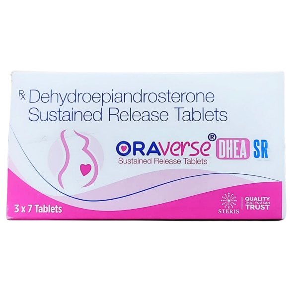 ORAVERSE DHEA SR is a sustained-release formulation designed to deliver consistent benefits of Dehydroepiandrosterone (DHEA) over an extended period. DHEA is a naturally occurring hormone produced by the adrenal glands, and its levels naturally decline with age. This supplement aims to replenish DHEA levels, helping to support overall well-being and healthy aging. The sustained-release formula ensures gradual absorption, providing long-lasting effects throughout the day. Key Benefits: Supports Hormonal Balance: DHEA supplementation helps restore balanced hormone levels, especially in individuals experiencing hormonal changes due to aging.Promotes Healthy Aging: By boosting DHEA levels, ORAVERSE DHEA SR may help combat signs of aging, supporting energy levels, mood, and skin health.Enhances Cognitive Function: DHEA is known to have a positive effect on cognitive performance, memory, and mental clarity.Supports Immune Health: DHEA helps regulate immune functions, potentially improving the body’s ability to fight infections.Sustained Release for Long-Lasting Effects: The sustained-release technology in ORAVERSE DHEA SR ensures that the active ingredient is absorbed gradually, providing consistent benefits throughout the day. How Does It Work? ORAVERSE DHEA SR works by replenishing DHEA levels, which naturally decrease as we age. DHEA is converted in the body to other hormones, such as testosterone and estrogen, which play key roles in regulating mood, energy, and overall health. By restoring these hormone levels, ORAVERSE DHEA SR can help enhance physical vitality, cognitive performance, and emotional well-being. The sustained-release formulation ensures that DHEA is gradually released into the bloodstream, providing continuous support and minimizing fluctuations in hormone levels. Directions for Use: Take 1 capsule of ORAVERSE DHEA SR (75 mg) daily with food or as directed by your healthcare provider. For optimal results, it is recommended to take the supplement at the same time each day. Do not exceed the recommended dosage unless advised by a healthcare professional. Side Effects: ORAVERSE DHEA SR is generally well-tolerated; however, some individuals may experience mild side effects. Possible side effects may include:Acne or oily skinHair lossHeadachesMood changesDigestive discomfortIf you experience any severe side effects, such as changes in mood or behavior, irregular heartbeat, or signs of an allergic reaction, discontinue use and consult your healthcare provider immediately. Always speak with your doctor before starting any new supplement, particularly if you have a medical condition or are taking other medications.