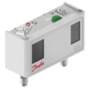 KP pressure switches are for use in refrigeration and air conditioning systems to give protection against excessively low suction pressure or excessively high discharge pressure. KP pressure switches are also used for starting and stopping refrigeration compressors and fans on air-cooled condensers. A KP pressure switch can be connected directly to a single-phase AC motor of up to approx. 2 kW or installed in the control circuit of DC motors and large AC motors. KP pressure switches are fitted with a single pole double-throw (SPDT) switch. The position of the switch is determined by the pressure switch setting and the pressure at the connector.
