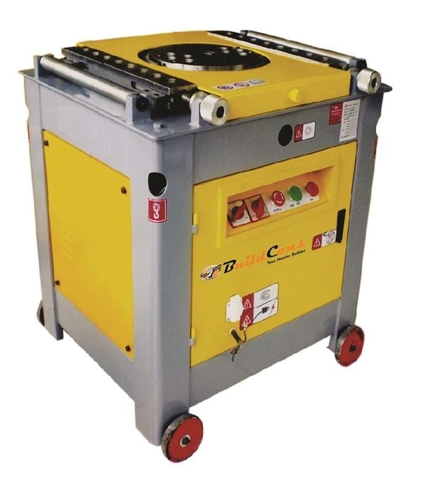 Rebar Bending Machine Manufacturers & Suppliers in Ahmedabad, Gujarat, India | Build Cons.Code : BUILD42 Automatic Bar Bending Machine for 32mm rebarBUILD-42 steel bar bending machines offered by us are designed to bend the bar upto 6 m.m. to 32 m.m. These fully automatic bending machines are operated through manual button as well as automatic button and deliver stable performance with optimum safety. Further, our machines enable the users to control the path and return it back automatically. Unlike the traditional steel bar bending machines, our machines are 4-5 times faster. These machines offer perfect bending of small-diameter steel and also serve as a complementary equipment of medium as well as large steel bar bending. BUILD42 is powered by 100% copper wind 3kW/4HP TEFC Induction electric motor running on 3P, 415v with electro-magnetic Brake for instant stop and return.Bending Rebar Diameter <32mmPlate Diameter 360mmBending Speed 10-20r/minMotor Power 3kW/ 4HP, voltage : 415VMotor Speed 1440r/minWeight 320kgFeatures :Cost EfficientReduces ManpowerReduces CostSave Time and Save MoneyCall Us For More In Information.