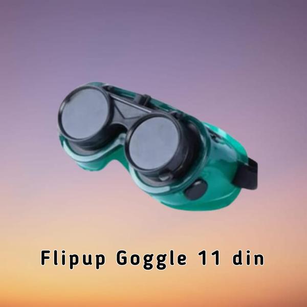 Flipup Glass Goggle Black & Clear 11 din
