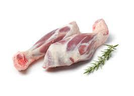 Mutton shanks are a cut of meat and bone from the area above the knee and below the leg of a lamb. They are often slow cooked in liquid to make them tender and flavorful. 