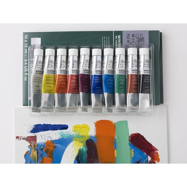 Bright and Beautiful, W&N Winton Oil Colours offers quality and affordability, made from moderately priced pigments. All the tones have been carefully made to bring out the best of each pigment, so to create bold and vibrant artworks. Perfect for large volumes of colour with stiff and uniform consistency.Access Set - 10 Tubes x 12ML - Colours Included - Titanium White, Cadmium Lemon Hue, Cadmium Orange Hue, Cadmium Red Deep Hue, Magenta, French Ultramarine, Cerulean Blue Hue, Viridian Hue, Burnt Sienna, Lamp Black