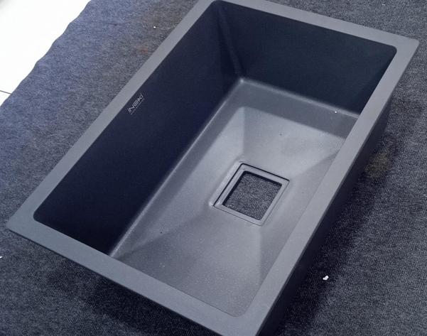 QUARTZ SINK .It's extremely durable. It's both scratch-resistant and stain-resistant. The perfectly smooth surface is ultra-easy to clean and maintain. Because it's nonporous, it's impossible for germs and bacteria to penetrate the surface.