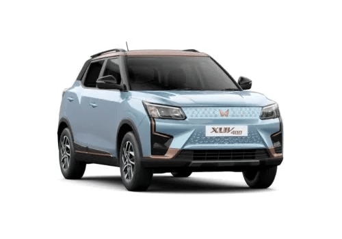 *Ex-Showroom Price, PunePrice Starts at ₹ 16.74 Lakh*Mahindra XUV400 EV is available in 4 - Ex Showroom price(Pune) of the base variant EL Pro 345 kWh is 16.74 Lakh* while the top-end variant EL Pro DT 394 kWh costs 17.69 Lakh*.Mahindra XUV400 EV Variants Mahindra XUV400 EV EL Pro 345 kWhElectric(Battery) Automatic 34.5 kWh 149.55 kW ₹ 16.74 Lakh* Mahindra XUV400 EV EL Pro DT 345 kWhElectric(Battery) Automatic 34.5 kWh 149.55 kW ₹ 16.94 Lakh* Mahindra XUV400 EV EL Pro 394 kWhElectric(Battery) Automatic 39.4 kWh 147.51 kW ₹ 17.49 Lakh* Mahindra XUV400 EV EL Pro DT 394 kWhElectric(Battery) Automatic 39.4 kWh 147.51 kW ₹ 17.69 Lakh* * The prices shown are subject to change anytime. Kindly contact our nearest showroom for the current priceDisclaimer : The color and images of the vehicle shown are only for illustration/representation purpose. The online representation of color and images might differ basis the quality of screen, lighting, shade, etc. Users are recommended to visit dealership to check actual color and details of vehicle and validate their choice.