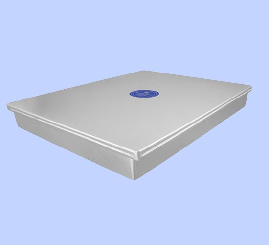 Sr. No	Size (Inches) L x W x H	Gauge	Weight With Cover1	10 x 12 x 2 ''	16 Swg	1 . 000kg2	11.5 x 14.5 x 2 ''	14 Swg	1 . 700kg3	15 x 20 x 2''	14 Swg	3 . 100kg4	15 x 20 x 3''	14 Swg	3 . 200kg