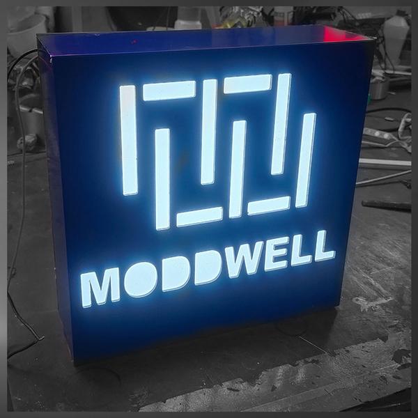 2d cutting signs are used largely for manufacture of signage of all types. Be it interiors or exteriors, large format or small, ACP serves as the first choice among users. We cut the design with a CNC router negative on ACP (Aluminium Composite Panel) and remove the letters. We cut the positive part of the design on acrylic and then fit the letters and loges inside the ACP. The result is that light passes through the letters and logos that are acrylic but not through ACP giving us a dark background with lighted letters and logos giving an impressive & neat look.