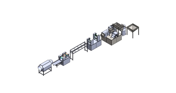 This 3D pellet food processing line Is the newly designed for 3D SNACKS pellet food products FOR 3D and 2D AND GOLD FINGER shapes.The raw materials are also wheat flour, potato starch, potato flour, corn satrch, etc.This pellet extruder in big capacity is SINGLE processes BY extruding.With platform on the middle and safety guard on the top, it is easy to operate and observe during working.Such extruder structure can make bigger capacity than the usual extruder, and also can deal with all kinds of raw materials for SNACKS pellet food.Its multi-functional feature makes it more and more popular to those customers who want bigger capacity.Production Flow: Flour Mixer → Extruder → DEBUSHEETER → 3D SHAPE CUTTER → VIBRATOR→ ROTARY SEPRATOR → Dryer→ COOLING CONVEYOR