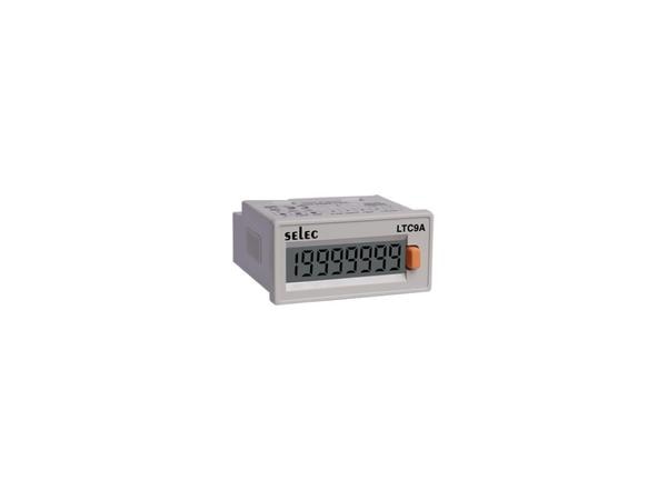 Model Name/Number LTC9ADisplay Type WHITEUsage/Application IndustrialCount Capacity 19999999 countsSize 24 x 48mmColor WHITEType LCDMounting Type Panel MountPower Self poweredTiming Mode 19999999 countsWeight 60GM7 1/2 DIGIT, LCD TIME + COUNT TOTALISERProduct: LTC9A 7 1/2 Digit LCD time + count totaliser Contact/Voltage input selectableFront panel reset keySelf poweredBRIEF SPECIFICATIONSDisplay Type LCDDisplay Configuration 7 1/2 DigitsRanges (For Hour Meter) a) 1999.59.59hr:min:sec , b) 199999.99hrcRanges (For Counter) 19999999 countsCounting Direction UpReset Front, RemoteFeatures Front panel reset key, Timer/ Counter selectableInput Speed 14Hz, 100HzSupply Voltage Battery PoweredSize 24 x 48mmMounting Type Panel MountCertification CE