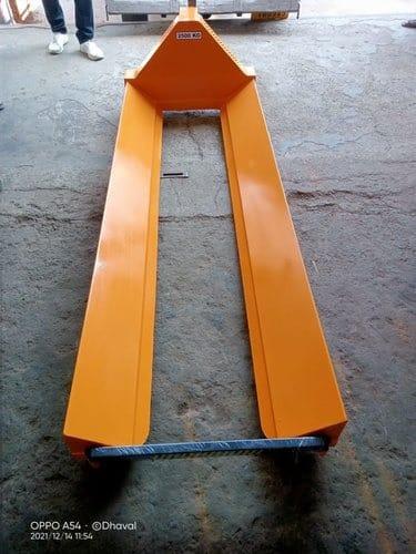 Hydraulic reel pallet jack Manufacturers in Rajasthan/AhmedabadWe are also supply in Andhra Pradesh, Arunachal Pradesh, Assam, Bihar, Chhattisgarh, Goa, Gujarat, Haryana, Himachal Pradesh, Jharkhand, Karnataka, Kerala, Madhya Pradesh, Maharashtra, Manipur, Meghalaya, Mizoram, Nagaland, Odisha, Punjab, Rajasthan, Sikkim, Tamil Nadu, Telangana, Tripura, Uttar Pradesh, Uttarakhand, and West BengalA hydraulic reel pallet jack is a specialized material-handling tool designed to lift and transport cylindrical loads such as paper rolls, cable drums, and steel coils. Unlike standard pallet jacks, this equipment features curved forks or V-shaped platforms to securely hold and move reels without damaging them. It is widely used in industries like printing, textiles, manufacturing, and construction.One of the primary advantages of a hydraulic reel pallet jack is its customized design for reel handling. Traditional pallet jacks struggle with round or uneven loads, but reel pallet jacks ensure stability and prevent rolling or tipping during transport. This makes them essential for businesses dealing with heavy reels and coils.The hydraulic lifting mechanism allows for smooth and controlled elevation of reels, reducing strain on workers. Operators can easily lift and lower heavy loads with minimal effort, improving efficiency and reducing the risk of workplace injuries. The hydraulic system ensures precise positioning, which is crucial for delicate materials like paper rolls.Durability and strength are key features of these pallet jacks. Constructed from high-grade steel, they can handle significant weight capacities, often exceeding 1,000 kg. Reinforced forks and heavy-duty wheels allow smooth movement across different floor surfaces, even in industrial environments.