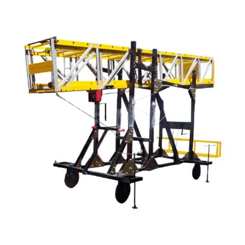Tiltable Tower FRP Ladder Manufacturer in India.The Tiltable Tower FRP Ladder by Easy Move offers secure, non-conductive access for electrical, industrial, and chemical applications. Its tiltable design ensures easy transport, even through small entryways. Equipped with a manual winch, heavy-duty wheels, and a stable platform, it delivers maximum safety and efficiency. Ideal for switchyards, factories, and plants, this ladder is built for durability and ease of use.Key Features & Benefits•	Highly Durable Construction: Built with FRP sections and FRP fluted pipe steps for superior strength and longevity.•	Safe & Non-Conductive: The non-conductive properties of FRP make it perfect for electrical and industrial applications.•	Tiltable Design: Allows easy transportation and positioning, making it suitable for restricted entry areas.•	Height Adjustable Mechanism: The 2-section ladder can be extended with pulley/hand winch operation for seamless height adjustments.•	Enhanced Stability: Equipped with M.S Forged Solid Rubber Casted Special Wheels (2 fixed, 2 swivel) with ball bearings and tow bar for easy mobility.•	Safety Features: Includes a cage platform, tool tray, safety locks, and 4 parking jacks for leveling.•	Heavy-Duty Winch System: Features two heavy-duty gearboxes with a 1-ton weight capacity each, ensuring safe manual operation.•	Customizable Sizes: Available in 24 ft, 30 ft, and 36 ft models for both indoor and outdoor applications.Technical Specifications•	Material: High-strength FRP section & FRP fluted pipe steps.•	Height Adjustment: Vertical platform height can be adjusted between 2.77 m – 3.9 m – 4.9 m with 280 mm rung space intervals.•	Weight Capacity: Designed to support industrial-grade operations.•	Mobility: Heavy-duty wheels and tow bar ensure easy movement.Applications of Tiltable Tower FRP LaddersThe Tiltable Tower FRP Ladder is widely used across various industries, including:•	Electrical switchyards – Ideal for safe maintenance and repair work.•	Factories & warehouses – Offers flexibility and stability for industrial tasks.•	Chemical plants – Resistant to corrosion and chemicals for enhanced durability.•	Construction sites – Provides a secure platform for high-altitude jobs.•	Restricted entry spaces – Perfect for areas where large ladders cannot be transported.Why Choose Easy Move for Tiltable Tower FRP Ladders?As a leading Tiltable Tower FRP Ladder Manufacturer in India, Easy Move is committed to providing the highest quality ladders that prioritize safety and functionality. Our products are tested to meet industry standards, ensuring reliability and durability in every application.What Sets Us Apart?•	Industry Expertise: Recognized as a top Tiltable Tower FRP Ladder Manufacturer in Gujarat.•	Custom Solutions: We tailor ladders to fit your specific requirements.•	Quality Assurance: Manufactured with high-quality FRP materials and rigorous safety testing.•	Competitive Pricing: Premium quality at the best market rates.•	Trusted Brand: Backed by years of experience in providing reliable ladder solutions.Call Us For More Information.