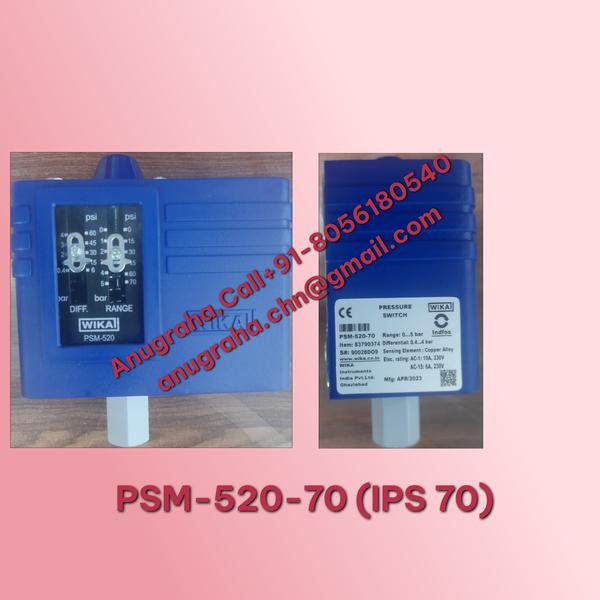 Make: INDFOS (A group of WIKA)Model: PSM-520-70 (IPS 70) / 0 - 70 PsiRange: 0-5 Bar / Differential: 0.4-4 Bar / MWP: 16 BarSensing Element: Phosphor Bronze Bellows Contact version: SPDT contact system.Repeatability: 2% of FSR;  Process Connection: 1/4
