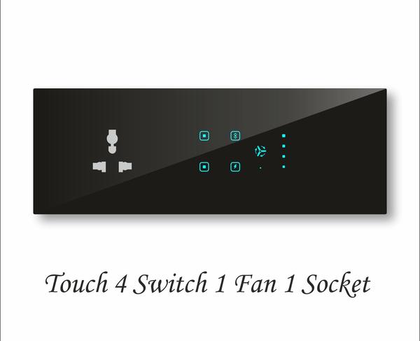 Digital Home Touch Panel | Touch 4 Switch & 1 Fan 1 Socket | Best Retrofit WiFi Smart Switchboard for Lighting, Fan, and Appliance Control in Indian Homes