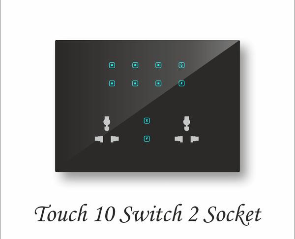 WiFi Touch Switch | Touch 10 Switches 2 Sockets | Best WiFi Retrofit Smart Panel with Switches and Sockets for Home Automation in Chennai