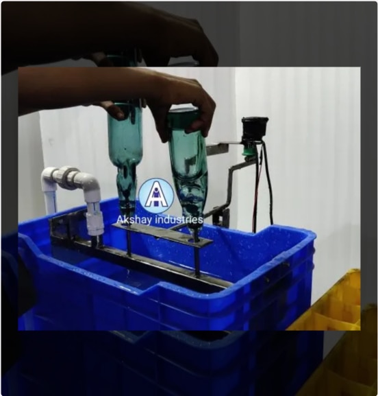 Semi Automatic glass Bottle Rinsing Machine Manufacturers in Coimbatore.Prominent & Leading Manufacturer from Coimbatore, we offer bottle washing or rinsing machine, glass bottle single stage washing machine, goli soda bottle washing machine, milk bottle washing machine, bottle washing machinery and four tray glass bottle washing machine.Product Details:Minimum Order Quantity 1 PieceWarranty 1 yearContainer Size 200-500 ml, 50-100 ml, 100-200mlDriven Type ElectricalMaterial Grade SS 304Voltage 230 VAutomation Grade Semi-AutomaticAkshay brand two nozzle goli soda bottle rinsing machineMachine size –( 2 feet length x 2 feet width x 3.5 feet height)Additional Information:Production Capacity: 300 bottles per hourDelivery Time: 7 days