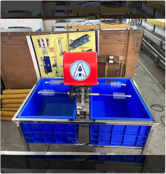 Goli Soda Bottle Washing Machine Manufacturers in Coimbatore.Prominent & Leading Manufacturer from Coimbatore, we offer bottle washing or rinsing machine, glass bottle single stage washing machine, goli soda bottle washing machine, milk bottle washing machine, bottle washing machinery and four tray glass bottle washing machine.Product Details:Minimum Order Quantity 1 PiecePower Consumption 1 HPMachine Type Semi-AutomaticVoltage 230VPhase 1Warranty 1 YearCountry of Origin Made in IndiaThis is the portbale bottle washing machine suitable for All kind of glass bottles , plastic bottles which includes Soft drink bottles , goli soda bottles , milk bottles etc ..Easy to operate .. Less maintenance . High efficiencyAdditional Information:Delivery Time: 3 daysPackaging Details: Wrapping