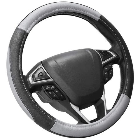 Leather steering wheel cover