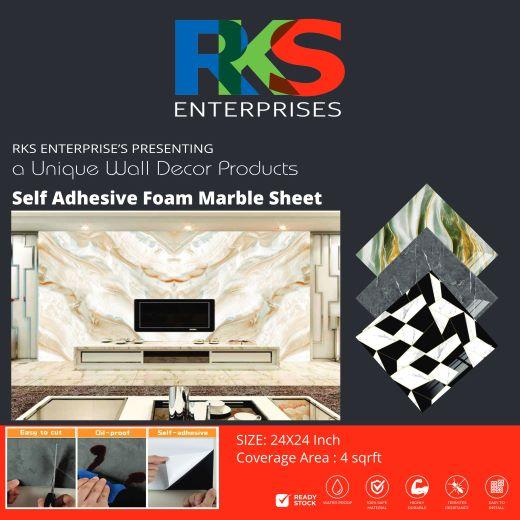 Rks Enterprises Exclusive Importer Of 2x2 Self-adhesive UV Marble Sheet. 2x2 Self-adhesive UV Marble Sheet Is A Hot Interior Decoration Trends Becoming Extremely Popular All Over World Because It Makes The Owner's Home Luxurious Beautiful Reasonable As Well As Timeless Use Full For -: Living Room ,lobby, Bedroom ,hotel, Spar, Karaoke, Salon Use Full For Damp Wall And Outdoor Also Advantages :-Ultra Light (easy Transportation)Size 02' X 02' Small Size (no Wastage ) 3-4 Mm Thickness(easy Installation ), Fire Proof, Water Proof, Super Durable, Ultra Light, Fire Proof, Anti Damp, Sound Proof, Heat-Insulated.