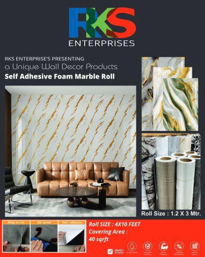 Rks Enterprises Exclusive Importer Of UV Marble Roll 10x4 Feet. UV Marble Roll 10x4 Feet Is A Hot Interior Decoration Trends Becoming Extremely Popular All Over World Because It Makes The Owner's Home Luxurious Beautiful Reasonable As Well As Timeless Use Full For -: Living Room ,lobby, Bedroom ,hotel, Spar, Karaoke, Salon Use Full For Damp Wall And Outdoor Also Advantages :-Ultra Light (easy Transportation)Size 04' X 10' BIG Size (no Wastage ) 3-4 Mm Thickness(easy Installation ), Fire Proof, Water Proof, Super Durable, Ultra Light, Fire Proof, Anti Damp, Sound Proof, Heat-Insulated.