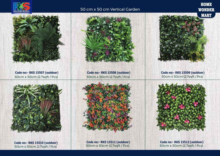 Rks Enterprises One Of The Leading Artificial Vertical Garden Wholsaler In DelhiWe Provide Uv protected Outdoor And Indoor Both Seriese Product To Re-SellersOutdoor Range More then 28 DesignSize 50 Cm X 50 Cm = 2.70 Sqft CoverageOutdoor Range with UV protection 2 year warranty of productRks Advantage1. Only Dealing with Dealers2. Best Price3. Quality Products4. Ready Stock