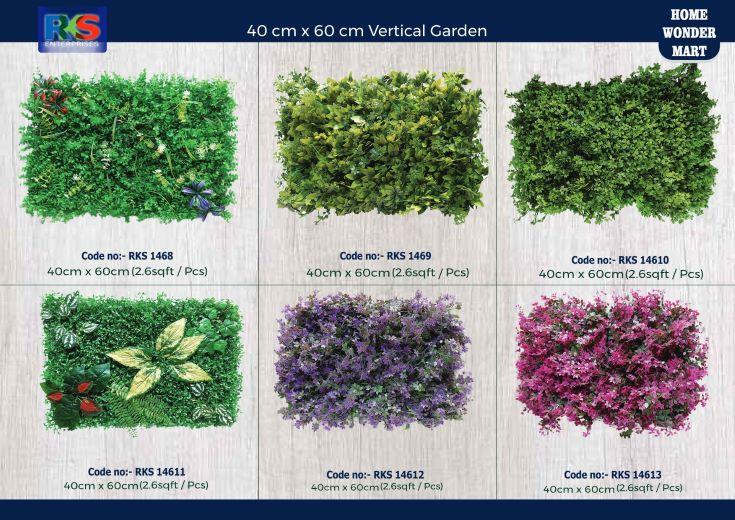 Rks Enterprises One Of The Leading Artificial Vertical Garden Wholsaler In DelhiWe Provide Uv protected Outdoor And Indoor Both Seriese Product To Re-SellersOutdoor Range More then 20 DesignSize 60 X 40 Cm = 2.68 Sqft CoverageIndoor Range with UV protection 2 year warranty of productRks Advantage1. Only Dealing with Dealers2. Best Price3. Quality Products4. Ready Stock