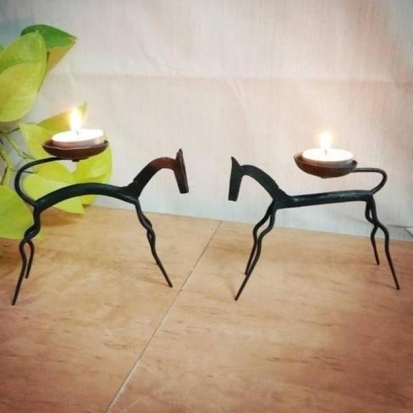 Metal  Horse T light Holder Set Of 2