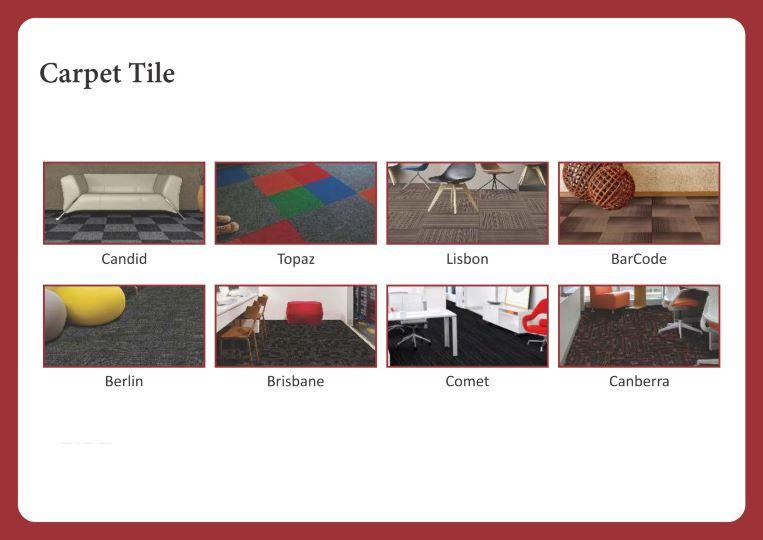 Carpet tiles, also known as carpet squares, are a type of flooring which can be used as an alternative to the more common rolled carpet. They are formed from an upper layer of pile attached to a backing and are produced in a variety of sizes, materials, fibres, patterns and colours. Carpet tiles are often used in commercial and public buildings such as airports, offices, schools, libraries, and so on.For the different types of carpet fibers, see Types of carpet.Carpet tiles are manufactured in both non-adhesive (require gluing) and adhesive (peel-and-stick) styles.When choosing tiles, it is important to consider the overall design scheme and the requirements of the finished floor, as well as the size and durability of the tiles required.Some of the benefits of using carpet tiles include:They can be easier to install than rolled carpet.They can be installed over many floor types, including timber and concrete.Individual tiles can be removed and replaced for cleaning or if they get damaged.Creative patterned designs can be achieved.Many tiles are manufactured with good stain resistant properties.Some of the drawbacks of using carpet tiles include:The seams of the tiles are more visible than rolled carpet and so require careful installation to avoid an uneven appearance.They can have a 'corporate' or 'municipal' feel.They can become unstuck, and curling or lifting at edges can create a trip hazard.They can be more difficult to remove than rolled carpet, which can be easily lifted.They can make access to under-floor services more difficult.They are generally not suitable for areas where they may be exposed to moisture.They can be more expensive than rolled carpet.