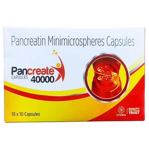 Pancreate 40000 is a high-quality medication designed to aid individuals with pancreatic insufficiency or conditions that affect the digestion and absorption of nutrients. Formulated with a potent blend of pancrelipase, this product supports the proper breakdown and absorption of fats, proteins, and carbohydrates in the digestive system. Pancreate 40000 is specifically tailored to provide relief for individuals suffering from pancreatic insufficiency, cystic fibrosis, and other related digestive disorders, ensuring optimal digestive function and improved nutrient absorption. Key Benefits: Enhanced Digestion: Pancreate 40000 contains pancrelipase, which helps break down fats, proteins, and carbohydrates, improving digestion and nutrient absorption.Relieves Digestive Symptoms: It helps alleviate symptoms of malabsorption, such as bloating, diarrhea, and fatty stools, by enhancing digestive enzyme activity.Supports Pancreatic Function: This formulation is designed to compensate for insufficient pancreatic enzyme production, aiding in the effective breakdown of food.Improves Nutrient Absorption: Regular use of Pancreate 40000 can promote better absorption of vital nutrients, contributing to overall health and well-being. How Does It Work? Pancreate 40000 works by providing a high concentration of pancreatic enzymes—specifically amylase, lipase, and protease. These enzymes are essential for breaking down carbohydrates, fats, and proteins in the digestive system. In individuals with pancreatic insufficiency, the body is unable to produce enough of these enzymes, leading to impaired digestion and nutrient malabsorption. By supplementing these enzymes, Pancreate 40000 helps restore normal digestion, reduce discomfort, and improve nutrient uptake. Directions for Use: Dosage: Take the prescribed number of capsules of Pancreate 40000 with each meal or snack, as directed by your healthcare provider.Administration: Swallow the capsule whole with water. Do not crush, chew, or break the capsule, as this may interfere with the enzyme release.Consistency: For optimal results, take Pancreate 40000 consistently with every meal or snack to ensure continuous digestive support. Side Effects: While Pancreate 40000 is generally safe when used as directed, some individuals may experience mild side effects, including:Common Side Effects: Abdominal discomfort, bloating, nausea, or diarrhea.Serious Side Effects: In rare cases, serious allergic reactions, including skin rash, swelling, or difficulty breathing, may occur. Seek immediate medical attention if any severe allergic reactions, signs of infection, or unusual digestive symptoms develop.
