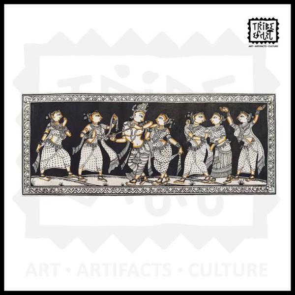 An ancient and traditional art form, Pattachitra runs through generations. The Handicraft is practiced in a traditionally set age-old process. Natural colors extracted from various minerals are used on hand-made cloth canvas, to paint the tales of Lord Krishna and Jagannathan. It is an exquisite and incredible art form with intricate detailing. Canvas preparation is a long process and begins with rubbing tamarind paste on pieces of cotton cloth. After it dries, the surface is smoothened, and a paste of conch shell/limestone powder is applied on it to give a white color. A series of steps are followed to paint on the prepared canvas