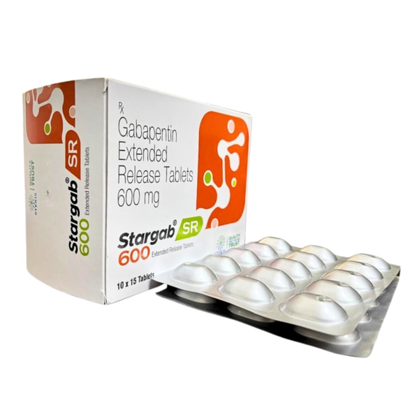 STARGAB SR 600 contains Gabapentin (600mg), a potent medication used to manage nerve pain, epilepsy, and neuropathic conditions. It helps relieve chronic pain caused by nerve damage and prevents seizures in individuals with epilepsy. Designed as a sustained-release (SR) formulation, it ensures a gradual and long-lasting effect, providing extended relief with minimal fluctuations in drug levels. Key Benefits: Effective Relief from Neuropathic Pain – Reduces nerve-related pain caused by diabetes, shingles, and spinal cord injuries.Seizure Prevention – Helps control partial seizures in epilepsy patients.Long-Lasting Action – Sustained-release formulation provides extended relief.Improves Sleep & Quality of Life – Minimizes discomfort that interferes with daily activities.Well-Tolerated – Suitable for long-term use under medical supervision. How Does It Work? Gabapentin works by modulating nerve activity in the brain and spinal cord. It reduces abnormal nerve signaling, thereby alleviating pain and preventing seizures. Unlike opioid-based pain relievers, it does not cause dependency, making it a safer option for long-term management of neuropathic conditions. Directions for Use: Take STARGAB SR 600 as prescribed by your doctor.Swallow the tablet whole with water, preferably with or after food.Follow a consistent schedule for optimal effectiveness.Do not stop the medication suddenly without medical advice. Side Effects: While generally well-tolerated, some individuals may experience:Drowsiness & DizzinessFatigueNausea or VomitingWeight GainSwelling in Hands or FeetSeek medical help if you experience severe side effects like difficulty breathing, mood changes, or allergic reactions.