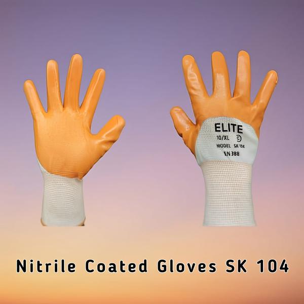 Saif Traders – Your Trusted Supplier of ELITE SK 104 Nitrile Coated Gloves (Orange-White) in Raviwar Peth, Pune, and Across IndiaWelcome to Saif Traders, your reliable partner for high-quality ELITE SK 104 Nitrile Coated Gloves (Orange-White) in Raviwar Peth, Pune, and across India. With a legacy spanning over four decades since 1978, we have been at the forefront of providing top-notch safety equipment and solutions to businesses and professionals. Our commitment to quality, technical expertise, and customer satisfaction makes us the preferred choice for all your safety gear needs.What are ELITE SK 104 Nitrile Coated Gloves (Orange-White)?The ELITE SK 104 Nitrile Coated Gloves (Orange-White) are premium disposable gloves designed for superior hand protection in industrial, medical, and laboratory settings. These gloves combine the durability and chemical resistance of nitrile with the comfort and flexibility of a coated design, offering excellent protection against chemicals, punctures, and abrasions. The orange-white color provides high visibility, making them suitable for a wide range of applications where safety and hygiene are paramount.Why Choose Saif Traders for ELITE SK 104 Nitrile Coated Gloves (Orange-White)?Premium Quality: We supply ELITE SK 104 Nitrile Coated Gloves (Orange-White) that are made from high-quality materials, ensuring durability and optimal performance.Chemical Resistance: Offers excellent resistance to chemicals, making them ideal for industrial and laboratory use.High Visibility: The orange-white color provides high visibility, enhancing safety in low-light conditions.Comfort and Fit: Designed for a comfortable fit, allowing for excellent hand movement and flexibility.Expert Guidance: With over 45 years of experience, our team provides expert advice to help you select the right safety gear for your specific needs.Competitive Pricing: We offer high-quality gloves at competitive prices, making us a cost-effective choice for businesses and professionals.Local and National Reach: Based in Raviwar Peth, Pune, we cater to customers in and around Pune as well as across India, ensuring timely delivery and excellent service.Trusted Name: Since 1978, Saif Traders has been a trusted name in the industry, known for our reliability, quality, and customer-centric approach.Applications of ELITE SK 104 Nitrile Coated Gloves (Orange-White)Industrial Work: For handling chemicals, oils, and other hazardous materials in manufacturing plants.Medical and Healthcare: For use in hospitals, clinics, and laboratories to ensure hygiene and safety.Laboratory Use: For handling chemicals and biological samples in research and testing facilities.Automotive Industry: For handling oils, lubricants, and other automotive fluids.General Safety: Suitable for any environment where hand protection and high visibility are required.Our Commitment to QualityAt Saif Traders, we understand the importance of safety in industrial and professional settings. That’s why we source our ELITE SK 104 Nitrile Coated Gloves (Orange-White) from reputable manufacturers who adhere to strict quality standards. Each product is rigorously tested to ensure it performs flawlessly in real-world conditions.Why Choose ELITE SK 104 Nitrile Coated Gloves (Orange-White)?Durability: Made from high-quality nitrile with a coated design, ensuring long-lasting performance.Chemical Resistance: Offers excellent resistance to chemicals, oils, and other hazardous materials.High Visibility: The orange-white color provides high visibility, enhancing safety in low-light conditions.Comfort: Designed for a comfortable fit, allowing for excellent hand movement and flexibility.Versatility: Suitable for a wide range of applications across industries.Contact Us TodayWhether you need a single box of ELITE SK 104 Nitrile Coated Gloves (Orange-White) or bulk orders for large-scale projects, Saif Traders is here to meet your needs. Our team is ready to assist you with product selection, technical advice, and seamless delivery across Pune and India.Visit us at our store in Raviwar Peth, Pune, or get in touch with us to learn more about our products and services. Let Saif Traders be your trusted partner for all your safety gear requirements.Saif Traders – Safety Solutions You Can Rely On. Since 1978.