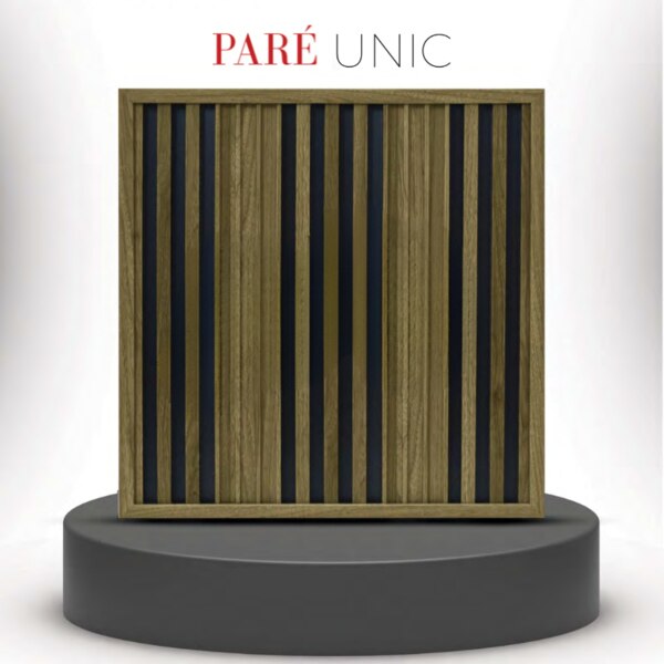 PVC Interior Wall Panel | Spiced Walnut Dual Black Unic Panels | Warm and Contemporary Design for Stylish Interiors product image