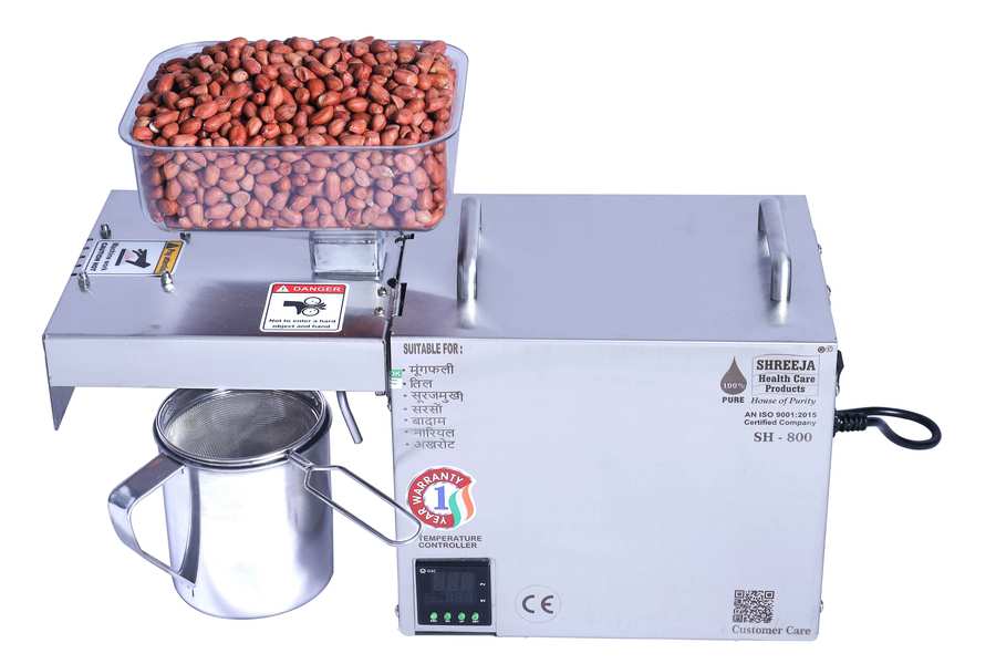 TYPE- COLD PRESS, INPUT VOLTAGE- 220-240 VOLT ACTOTAL POWER -800WATT MOTOR POWER- 0.53HPPOWER CONSUMPTION- 0.8UNIT/1HR MACHINE WORKCAPICITY- - 5-7 KG/HR CONTINUES KEEP WORKING: 10-12 HRS CONTINUEWARRANTY-1 YEAR MOTOR & TEMPRETURE DISPLEY