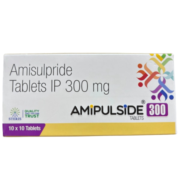 AMIPULSIDE 300 is a prescription medication that contains Amisulpride (300mg), a well-known atypical antipsychotic used in the treatment of schizophrenia and other psychotic disorders. It is particularly effective in managing both positive and negative symptoms of schizophrenia, such as hallucinations, delusions, and social withdrawal. AMIPULSIDE 300 helps stabilize mood, reduce agitation, and improve overall mental well-being. It is recommended for adults and should be taken under the guidance of a healthcare professional. Key Benefits: Effective in Treating Schizophrenia – Helps manage symptoms like hallucinations, paranoia, and disorganized thinking. Controls Mood and Agitation – Reduces excessive dopamine activity, preventing severe mood swings and agitation. Improves Cognitive Function – Enhances concentration, logical thinking, and social interactions. Manages Both Positive and Negative Symptoms – Addresses delusions and hallucinations while also improving social withdrawal and emotional expression. Well-Tolerated with Minimal Side Effects – Compared to other antipsychotics, it has a lower risk of sedation and weight gain. How Does It Work? Amisulpride, the active ingredient in AMIPULSIDE 300, works by selectively blocking dopamine D2 and D3 receptors in the brain. This action helps regulate dopamine levels, reducing excessive stimulation that leads to hallucinations, delusions, and abnormal thought processes. Additionally, it enhances dopamine activity in areas where it is deficient, improving motivation and emotional responsiveness. Directions for Use: Take AMIPULSIDE 300 as prescribed by your doctor, usually once or twice daily.Swallow the tablet whole with a glass of water. Do not crush or chew it.It can be taken with or without food, but taking it at the same time each day ensures better efficacy.Do not abruptly stop the medication without consulting your doctor, as it may cause withdrawal symptoms. Side Effects: While AMIPULSIDE 300 is generally well-tolerated, some individuals may experience:Drowsiness or FatigueDizziness or LightheadednessNausea or VomitingDry MouthWeight GainTremors or Muscle RigidityIrregular Menstrual Cycles (in females)Increased Prolactin Levels (leading to breast enlargement or lactation in some cases)If any severe side effects occur, such as difficulty breathing, irregular heartbeat, or uncontrollable movements, seek medical attention immediately.
