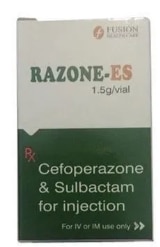 Cefoperazone Sulbactam Injections₹ 340/PieceGet Latest PriceMinimum Order Quantity: 20 PieceUses	I.V Or I.M Use OnlyPackaging Type	BoxItem Name	Razone -ESTreatment	Bacterial InfectionManufacturer By	Fusion Heath CarePhysical Form	Liquid