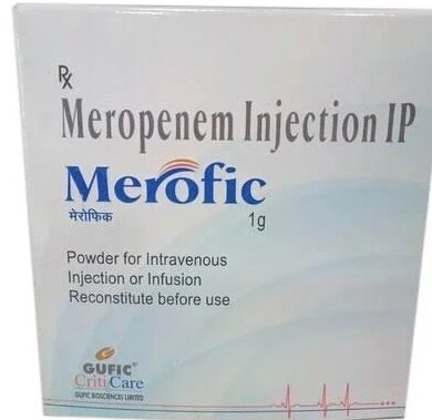 Merofic 1GM INJGet Latest PriceStrength	1 gmManufacturer Name	GUFIC BIOSCIENCES LIMITEDBrand	MEROFIC 1GMPrescription/Non Prescription	PrescriptionAlso Gives	Third Party ManufacturingDrug Name	MEROPENAM 1GM INJECTIONUsage/Application	HospitalPackaging Type	VialInjectable Form	Lyophilized PowderSHREE GURU PHARMA MUMBAI MEROFIC 1GM INJECTION AVAILABLE AT WHOLE SALE RATE