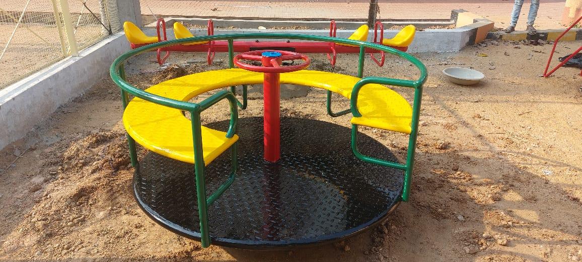 Kids play Systems, Bangalore, offers a wide range of durable and safe Merry-Go-Rounds designed for children of all age groups. Crafted from high-quality materials, our Merry-Go-Rounds are ideal for schools, parks, and residential play areas, ensuring hours of fun and physical activity. Each Merry-Go-Round is built to meet strict safety standards, promoting a joyful and secure play experience.