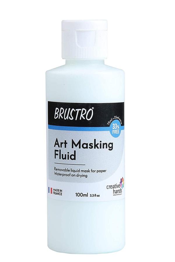 BRUSTRO Professional Art Masking Fluid | 100mlArt Watercolour Tape, Ideal for Artists, Students, Working with Watercolor, Ink, Paint, Gouche Colours.Precision Masking for Artists: Protects specific areas of your artwork from water-based paints, creating sharp edges and preserving highlightsIdeal for Watercolors and More: Suitable for use with watercolor, ink, gouache, and other water-based paints, making it a versatile addition to your art suppliesDual-Bottle Convenience: Includes a 75ml bottle for larger applications and a 25ml bottle for finer details, offering flexibility and convenienceEasy Application and Removal: Applies smoothly and dries quickly; simply peel it off once your painting is complete for a clean, professional finishNon-Damaging Formula: Specially designed for use on watercolor paper and other surfaces without causing damage or leaving residueEssential for Artists and Students: Perfect for artists of all levels who want to explore techniques like preserving highlights, intricate linework, or complex layering