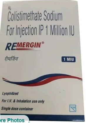 Colistimethate Sodium Injection IP₹ 830/VialGet Latest PriceMinimum Order Quantity: 20 VialStrength	1 MIUManufacturer	ZydusInjection Site	IVPackaging Type	BoxComposition	Colistimethate SodiumItem Name	RemerginTreatment	Bacterial InfectionEstablished as a Partnership firm in the year 2017 at Mira Road (Mumbai, India), we “Shree Guru Pharma” are a leading Wholesale Distributor of a wide range of Pharmaceutical Injection, Pharmaceutical Tablets, Meropenem Injections, etc