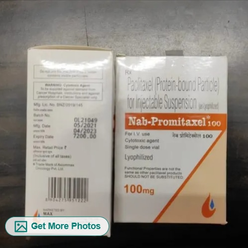 Nab-promitaxel 100₹ 3,200/VialGet Latest PricePackaging Size	vialBrand	Axiommax oncology pvt.ltdpaclitaxel (protein-bound particle)