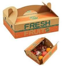 Board Grade(No. Of Ply)	Double Wall 5 PlyWeight Holding Capacity (Kg)	5 - 10 KgApplication	Fruit Packaging BoxType of Printing	Lithography/OffsetShape	RectangularColor	Multi ColorStyle of Corrugated box	Regular Slotted ContainerMaterial Thickness	4-6 mmProperty	Biodegradable, Moisture ProofSurface Coating	Laminated CoatingPaper Grades(Outer / Inner Liners)	Partly Recycled Liner PaperSpecial Finish	Foil StampingMaterial Grade(GSM)	185/200 GSMCountry of Origin	Made in IndiaWe are highly engaged in offering best quality based Printed Fruit box to all precious customers. These boxes are light weighted and completely safe to transport fruits of different types. These fruit boxes are crack resistant and do not get affected on sudden jerk. These boxes are reliable in working and can be availed from our firm in many sizes. Features:Safe from damageEasy to carryHard framed