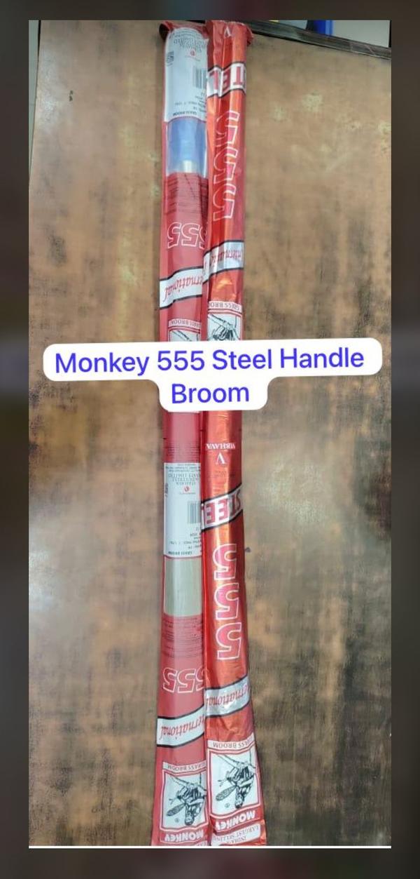 The Monkey 555 Steel Handle Broom is a reliable cleaning tool designed for durability and efficiency. Its sturdy steel handle offers a firm grip and long-lasting performance, making it ideal for both indoor and outdoor use. The broom head features dense, flexible bristles that effectively sweep dust, dirt, and debris from various surfaces. Lightweight and easy to maneuver, it’s perfect for daily cleaning tasks in homes, offices, or commercial spaces. With its sleek design and strong construction, the Monkey 555 ensures quick and thorough cleaning, helping maintain cleanliness with minimal effort. A trusted choice for practical and effective sweeping.