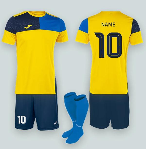 Football Set YellowHigh-Quality Football KitOur Football Set Yellow is designed for teams and players who want to stand out on the field. Made from durable materials, this kit includes a jersey, shorts, and socks.Key Features- Vibrant Yellow Color: Bold and eye-catching design.- Breathable Fabric: Keeps players cool and dry.- Durable Construction: Withstands rough gameplay.Benefits- Team Unity: Customizable kits promote team spirit.- Comfort: Lightweight, breathable fabric.- Style: Stand out on the field with bright yellow.Ideal For- Football teams- Sports clubs- Schools and colleges