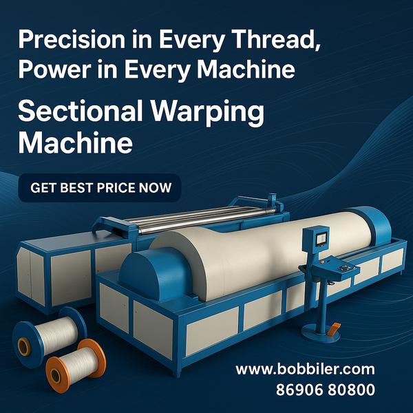 High Speed Sectional Warping MachineHigh Speed Sectional Warping Machine manufactured by Bobbiler is designed for superior efficiency, precision, and performance in the weaving preparation process. Engineered with cutting-edge technology, this High Speed Sectional Warping Machine ensures consistent warp tension, minimal yarn breakage, and flawless beaming for a wide range of yarn types. Ideal for modern textile mills, the High Speed Sectional Warping Machine by Bobbiler guarantees higher productivity, easy operation, and long-lasting durability, making it the perfect choice for high-volume and high-quality weaving needs.