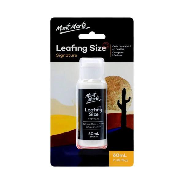 Mont Marte Leafing Size is a non-toxic, water-based gilding adhesiveThe adhesive stays open where extended tack time is required, it dries to a translucent finish and cleans up in the waterIt can be used straight from the bottle with no dilution on porous and non-porous surfaces, including wood, plaster, glass, metal, leather, and canvasMont Marte Leafing Size 60ml is a premium adhesive that is specifically designed for use with metal leafing, such as gold, silver, or copper leaf. This high-quality size provides a strong and durable bond, allowing the metal leaf to adhere seamlessly to various surfaces. The 60ml size is perfect for both small and large-scale projects, offering ample supply for multiple applications. The easy-to-use formula ensures smooth and even application, ensuring a professional-looking finish. Whether you're embellishing artwork, furniture, or crafts, Mont Marte Leafing Size provides a reliable and long-lasting bond. The versatility of this adhesive allows for endless creative possibilities, giving your projects a touch of elegance and sophistication. Elevate your artwork and crafts with the brilliance of metal leafing using Mont Marte Leafing Size 60ml.