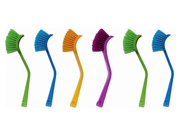 A sink brush is a cleaning tool designed to scrub and remove dirt, grime, and stains from sinks, particularly in kitchens and bathrooms. Typically featuring a handle with bristles, it provides effective reach and leverage for cleaning hard-to-reach areas like corners and edges of sinks. Sink brushes come in various shapes and sizes, some with angled or extended handles to provide comfort and efficiency during use. They're often made from durable materials like nylon or plastic, allowing for safe use on sink surfaces without causing damage. Regular use of a sink brush ensures cleanliness and prevents buildup of soap scum and residue.